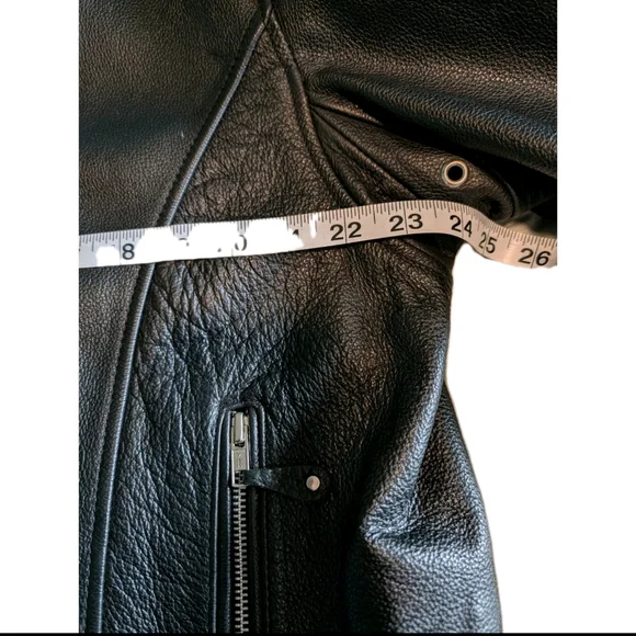 FMC Leather Jacket Motorcycle Men Size XL Black Zip Up - Picture 4 of 7